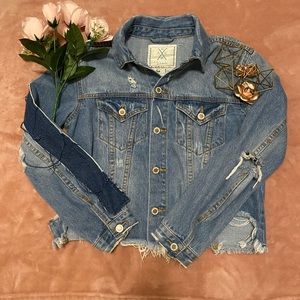 Distressed Cropped Jean Jacket
